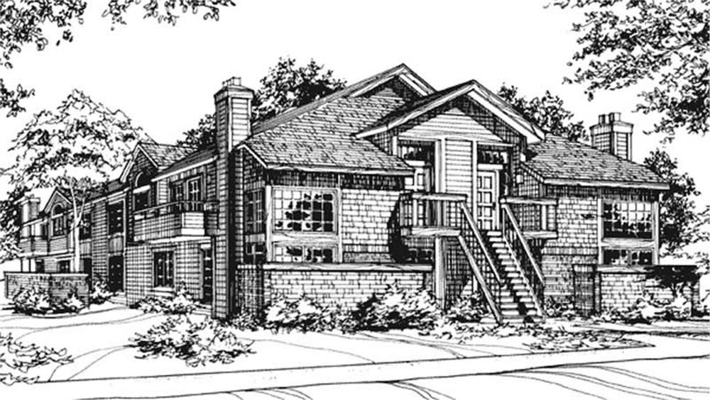 Front view of Duplex/Multi-Unit home (ThePlanCollection: House Plan #146-2467)