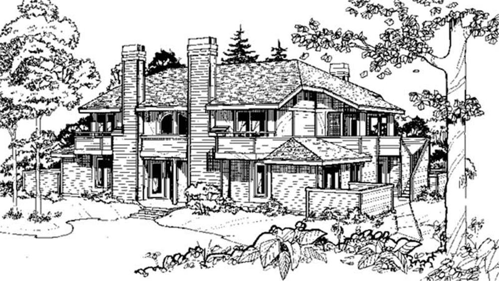 Front view of Duplex/Multi-Unit home (ThePlanCollection: House Plan #146-2469)