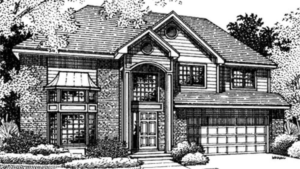 Front view of European home (ThePlanCollection: House Plan #146-2483)