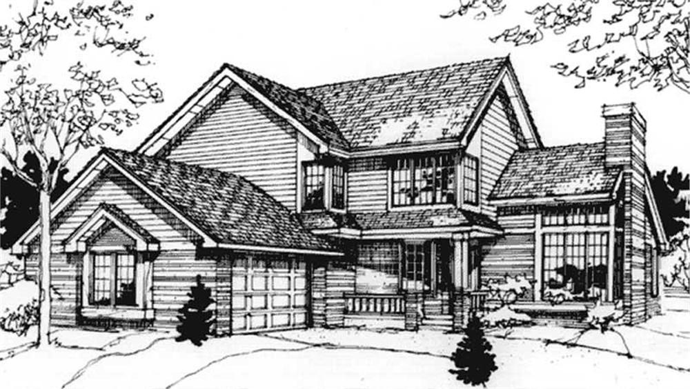 Front view of Country home (ThePlanCollection: House Plan #146-2488)
