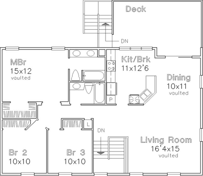 Floor Plan Second Story of Colonial Plan #146-2491