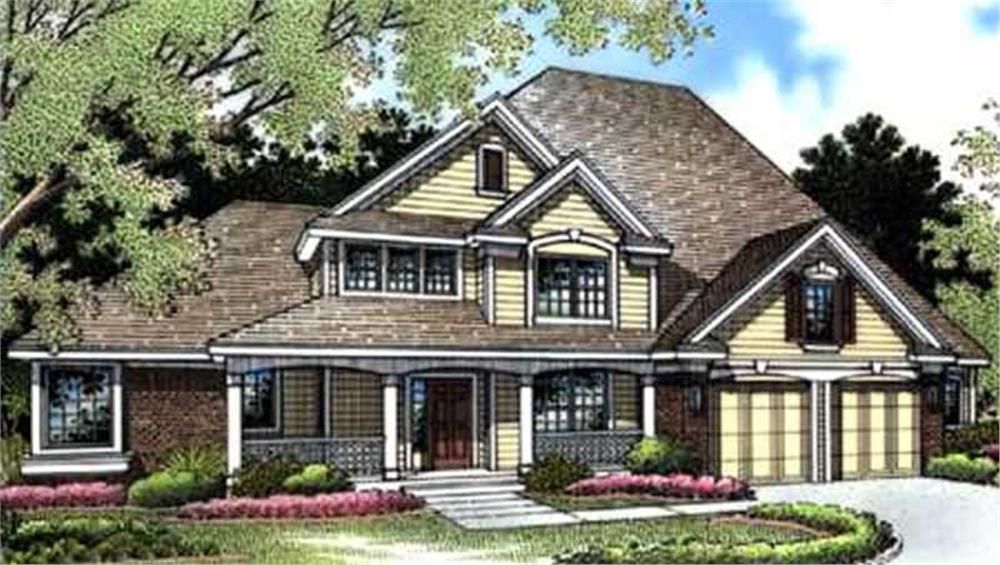 Front view of Country home (ThePlanCollection: House Plan #146-2492)