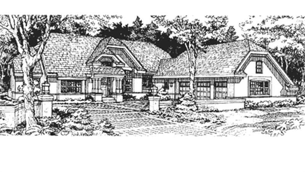 Front view of European home (ThePlanCollection: House Plan #146-2497)