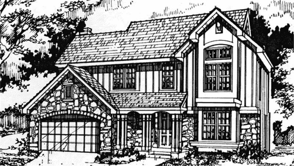 Front view of Country home (ThePlanCollection: House Plan #146-2498)