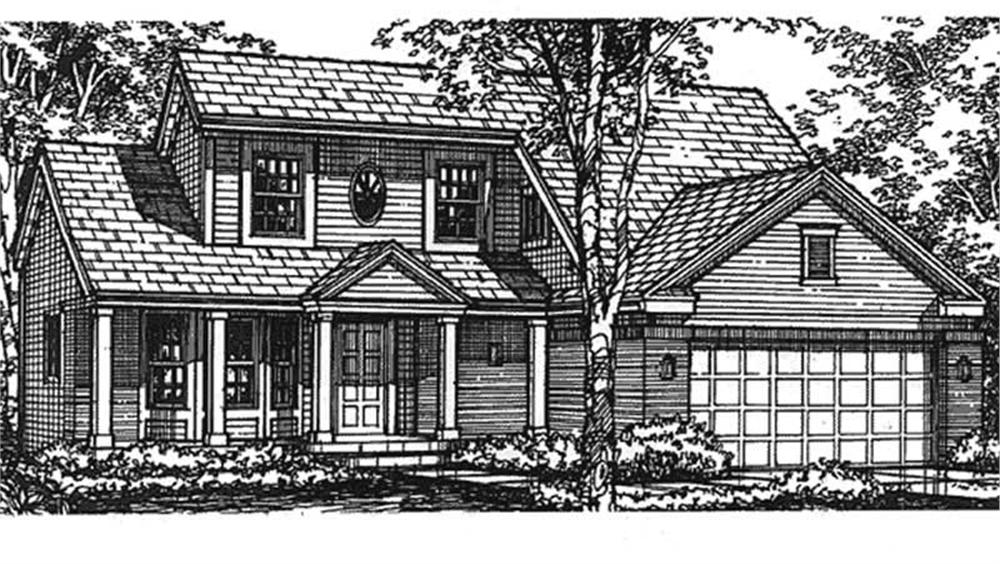 Front view of Farmhouse home (ThePlanCollection: House Plan #146-2499)