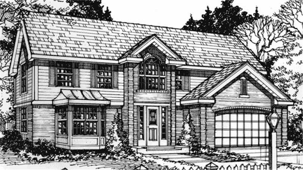 Front view of Colonial home (ThePlanCollection: House Plan #146-2506)