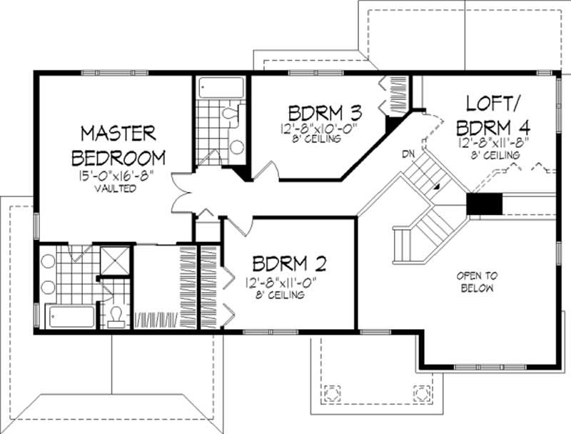 Floor Plan Second Story of Country Plan #146-2507