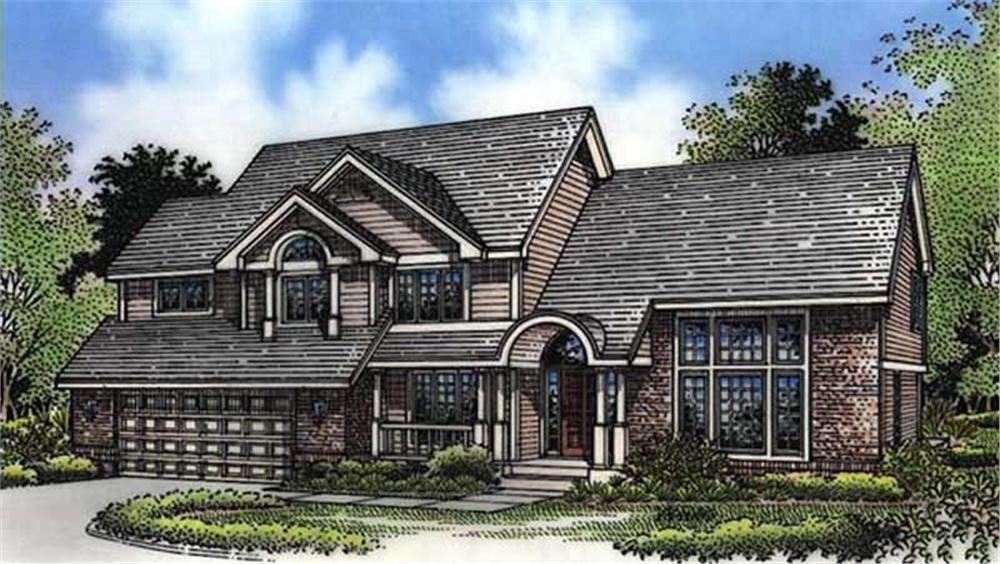 Front view of Country home (ThePlanCollection: House Plan #146-2508)