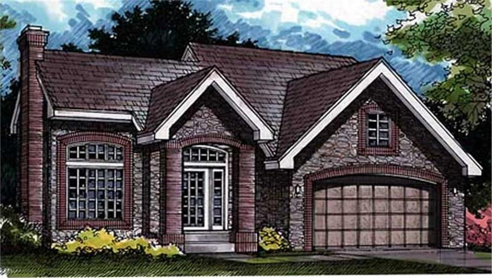 Front view of European home (ThePlanCollection: House Plan #146-2512)