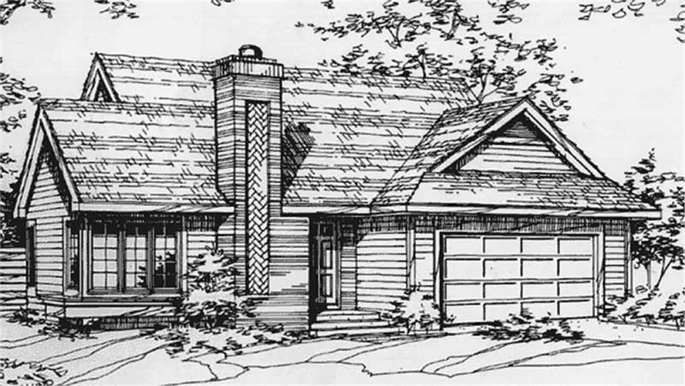 Front view of Ranch home (ThePlanCollection: House Plan #146-2518)