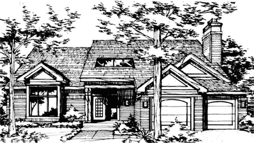 Front view of Country home (ThePlanCollection: House Plan #146-2519)