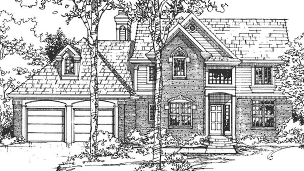 Front view of European home (ThePlanCollection: House Plan #146-2520)