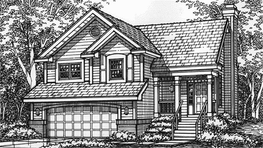 Front view of Country home (ThePlanCollection: House Plan #146-2521)
