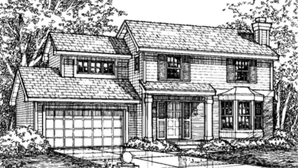 Front view of Country home (ThePlanCollection: House Plan #146-2524)