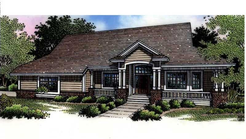 Front view of Country home (ThePlanCollection: House Plan #146-2527)
