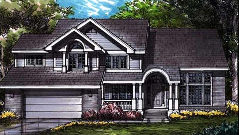 Front view of Country home (ThePlanCollection: House Plan #146-2529)