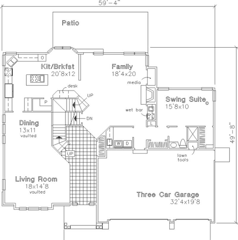 Floor Plan First Story of Country Plan #146-2533