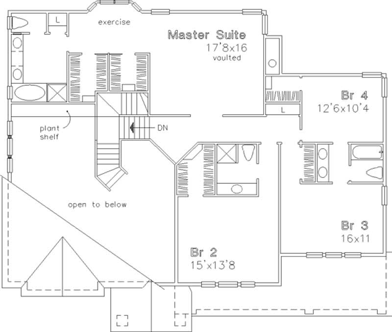 Floor Plan Second Story of Country Plan #146-2533