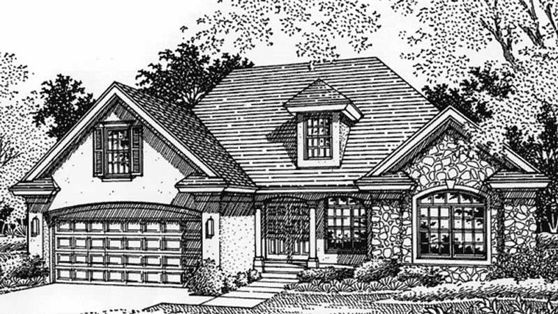 Front view of European home (ThePlanCollection: House Plan #146-2534)