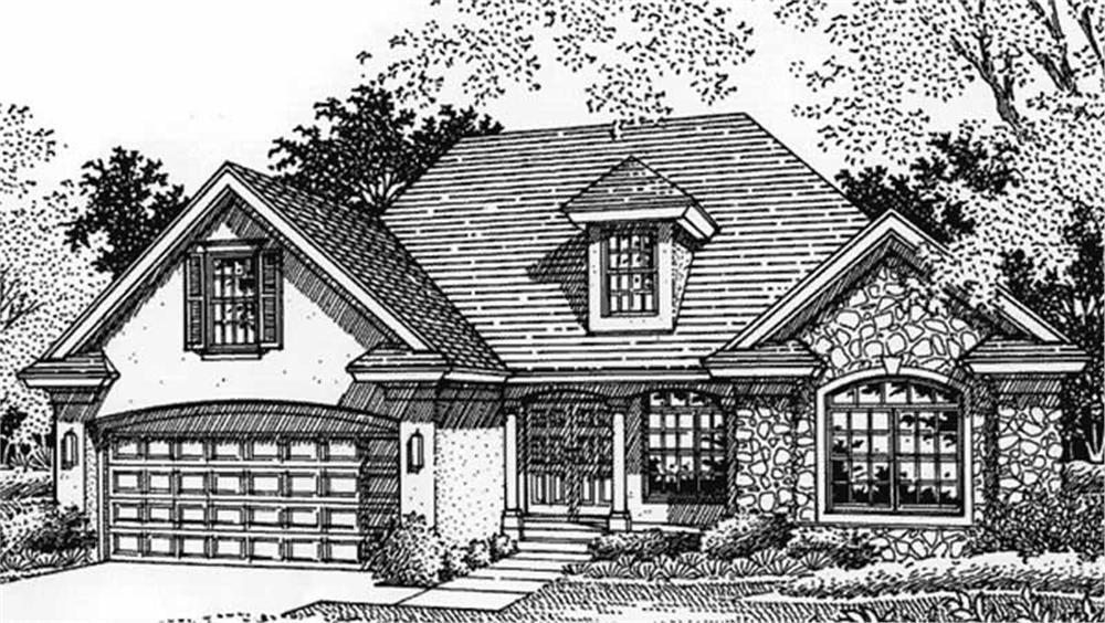 Front view of European home (ThePlanCollection: House Plan #146-2534)