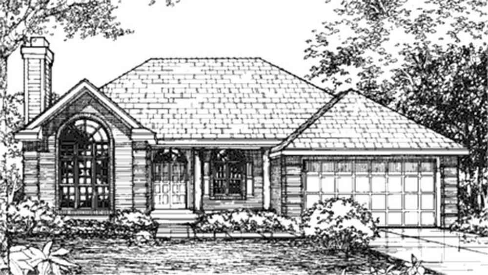 Front view of European home (ThePlanCollection: House Plan #146-2539)