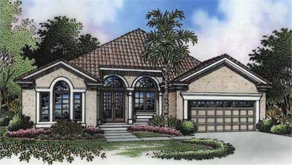 Front view of Florida Style home (ThePlanCollection: House Plan #146-2543)