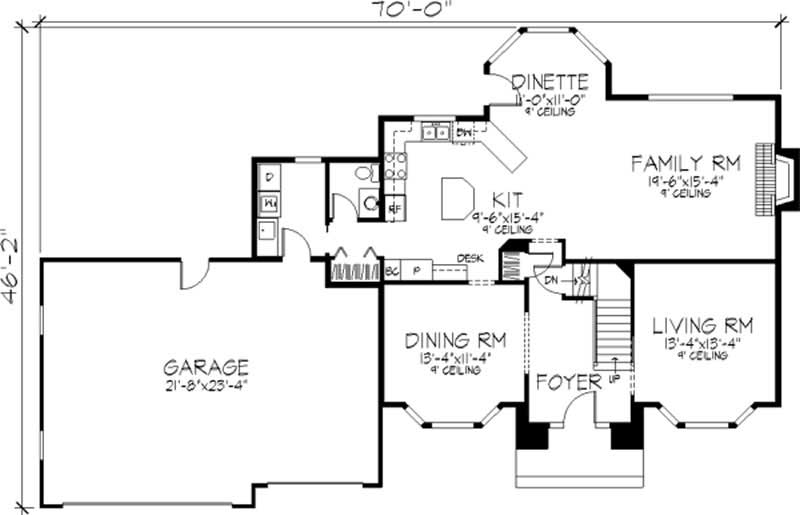 Floor Plan First Story of Colonial Plan #146-2549