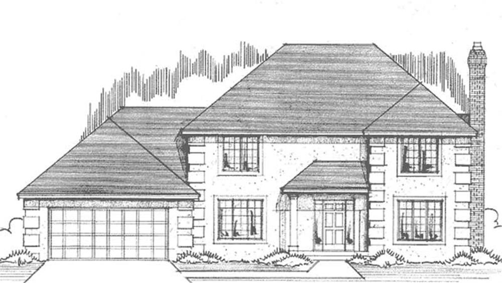 Front view of French home (ThePlanCollection: House Plan #146-2553)