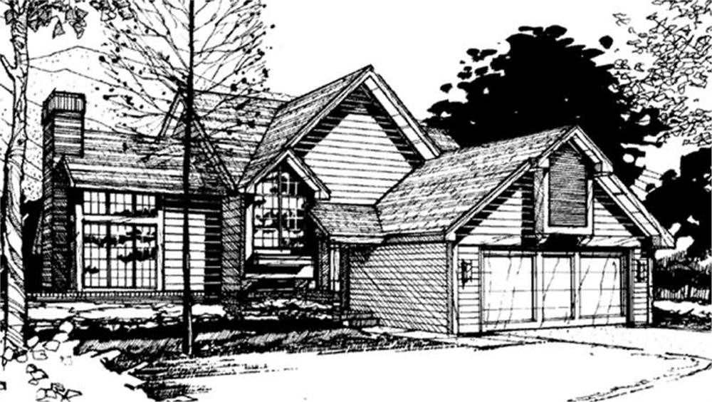 Front view of Multi-Level home (ThePlanCollection: House Plan #146-2562)