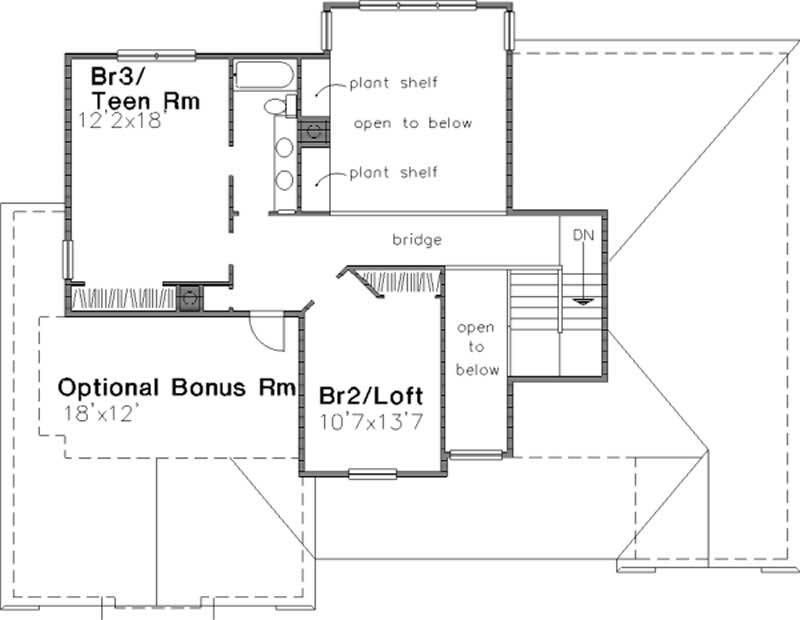 Floor Plan Second Story of Cape Cod Plan #146-2563