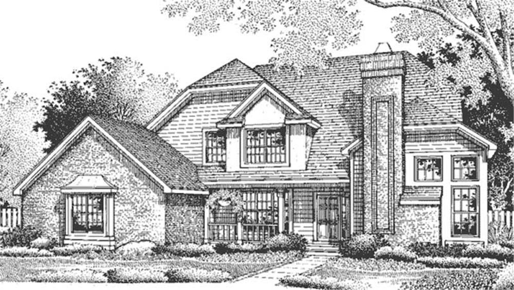 Front view of European home (ThePlanCollection: House Plan #146-2564)