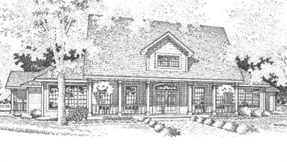 Front view of Southern home (ThePlanCollection: House Plan #146-2566)