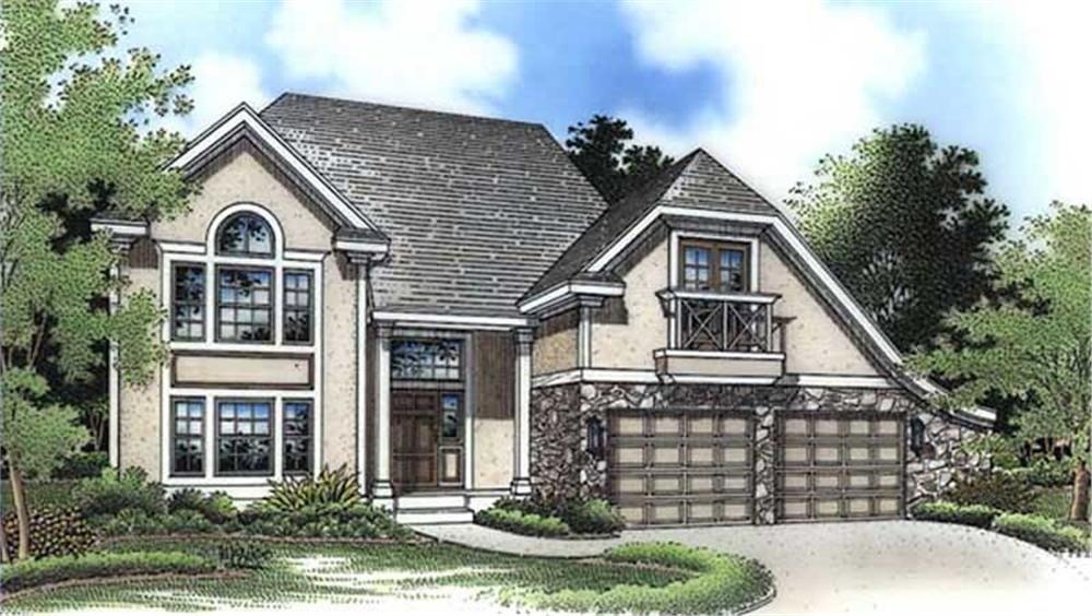 Front view of European home (ThePlanCollection: House Plan #146-2567)