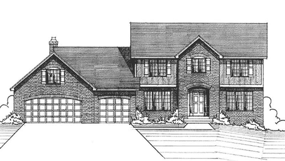 Front view of Colonial home (ThePlanCollection: House Plan #146-2568)
