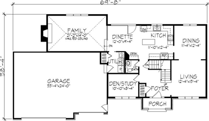 Floor Plan First Story of Colonial Plan #146-2568