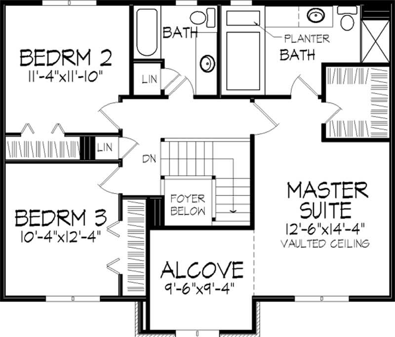 Floor Plan Second Story of Colonial Plan #146-2568