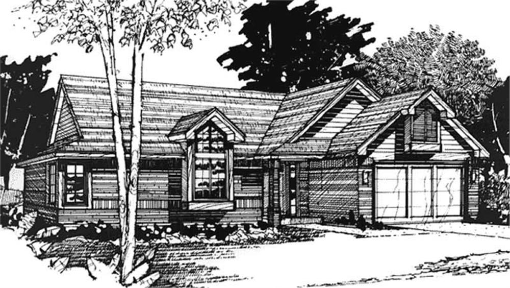 Front view of Ranch home (ThePlanCollection: House Plan #146-2569)