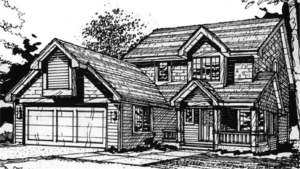 Front view of Country home (ThePlanCollection: House Plan #146-2571)