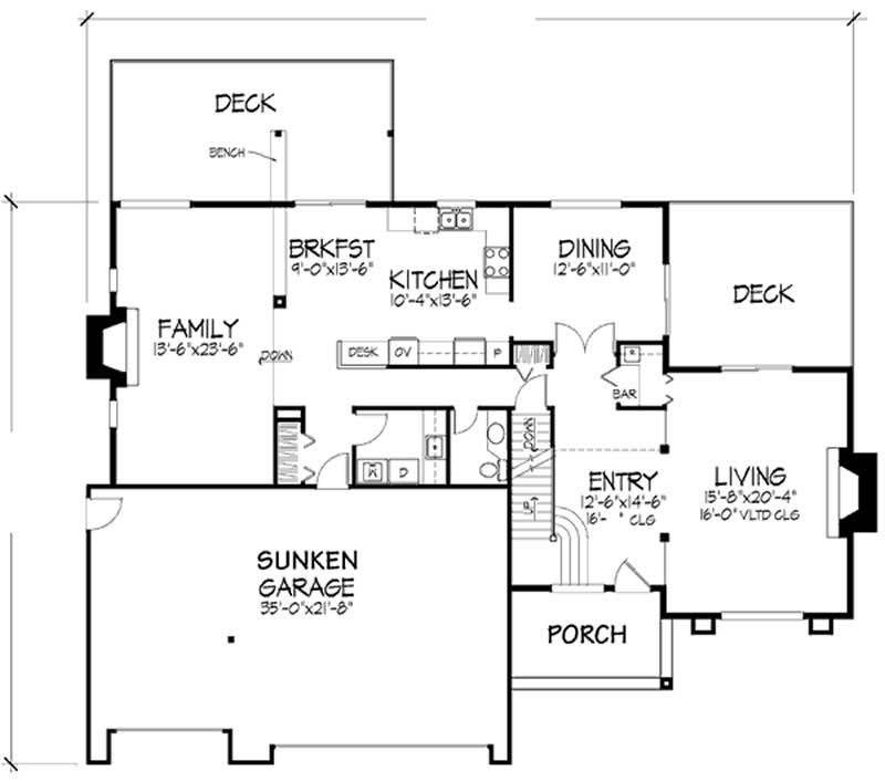 Floor Plan First Story of Country Plan #146-2573
