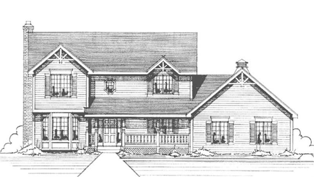 Front view of Country home (ThePlanCollection: House Plan #146-2594)