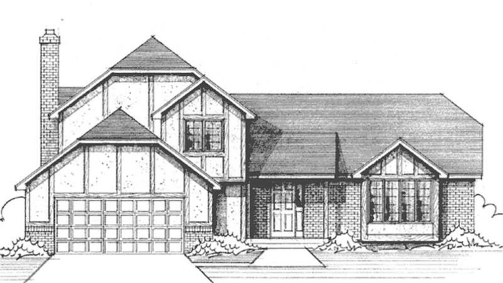 Front view of Tudor home (ThePlanCollection: House Plan #146-2612)