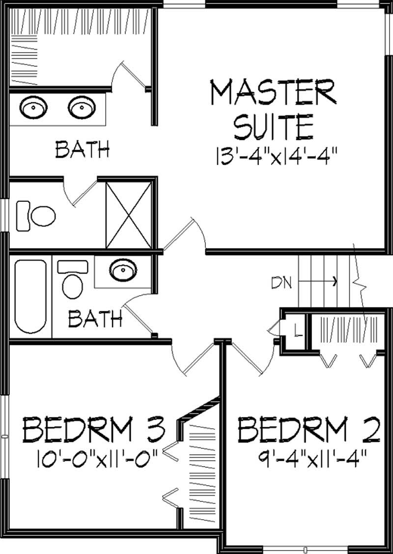 Floor Plan Second Story of Tudor Plan #146-2612