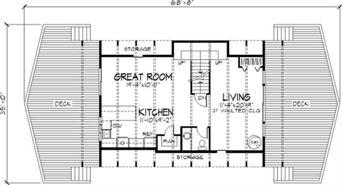 A Frame Floor Plan - 1 Bedrm, 1 Bath - 1115 Sq Ft - #146-2616