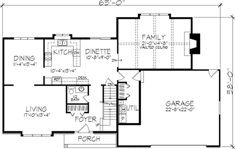 Floor Plan First Story of Tudor Plan #146-2623
