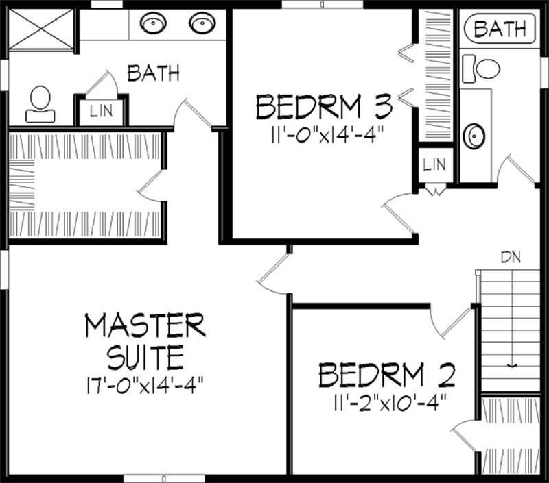 Floor Plan Second Story of Tudor Plan #146-2623