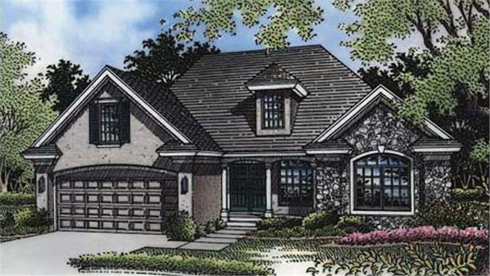 Front view of Country home (ThePlanCollection: House Plan #146-2624)