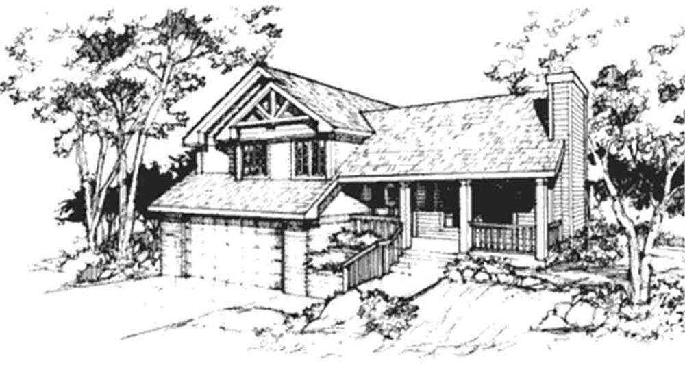Front view of Country home (ThePlanCollection: House Plan #146-2634)