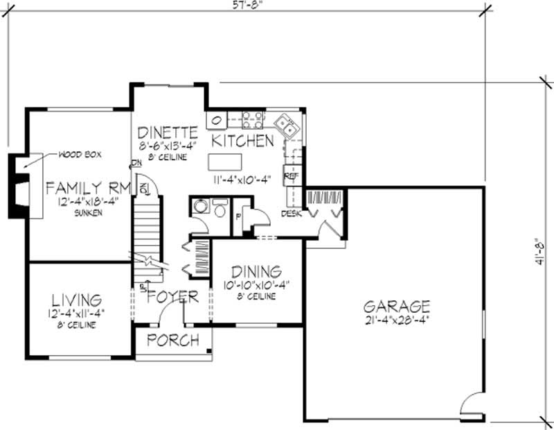 Floor Plan First Story of Craftsman Plan #146-2640