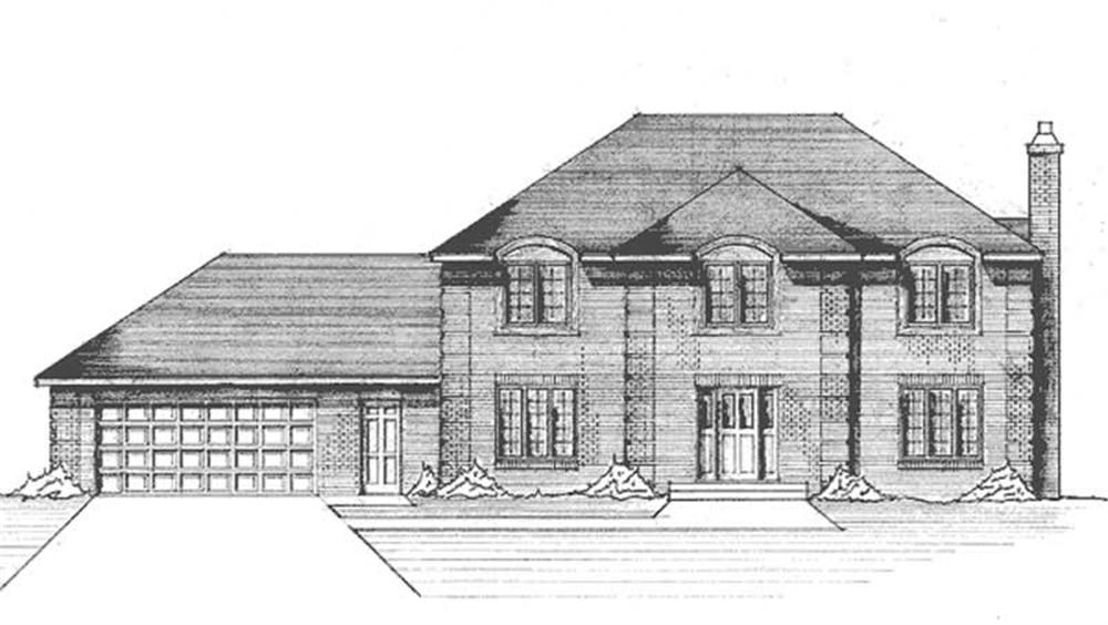 Front view of Colonial home (ThePlanCollection: House Plan #146-2644)