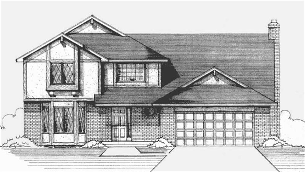 Front view of Tudor home (ThePlanCollection: House Plan #146-2649)